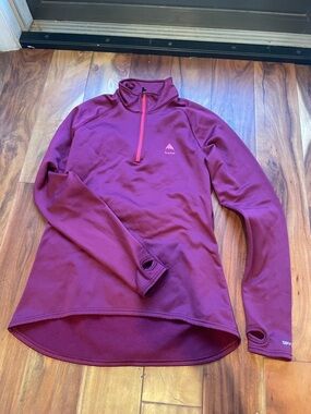 Burton Women's M burgundy Dry Ride Base Layer half-zip ski top